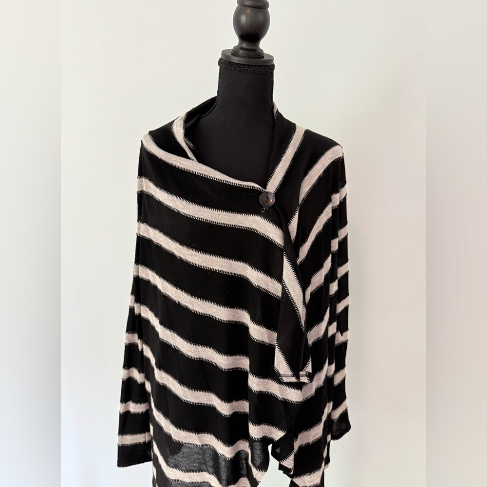 New Directions Black and White Striped Sweater
